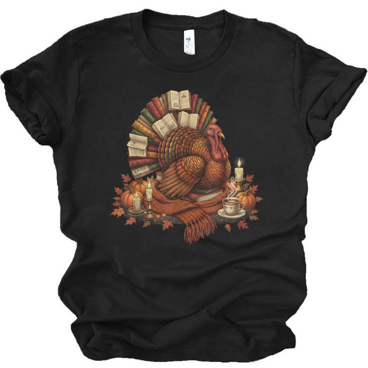 Turkey Reading Books Fall Season Thanksgiving Teacher Book Unisex Jersey T-Shirt