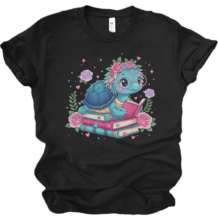 Turtle Bookworm Reading Book Bookworm Book Nerd Cute Graphic Unisex Jersey T-Shirt