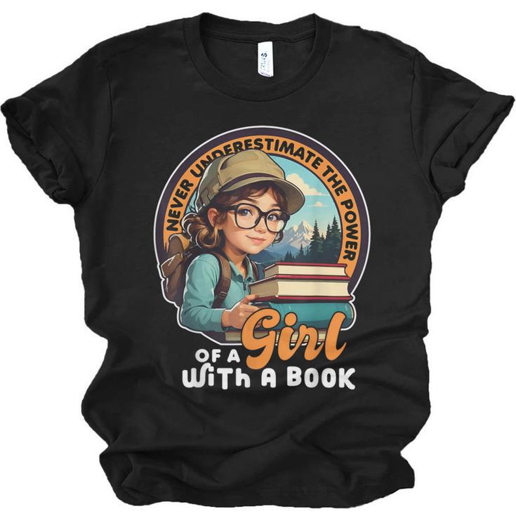 Never Underestimate The Power Of a Girl With a Book Reading Unisex Jersey T-Shirt