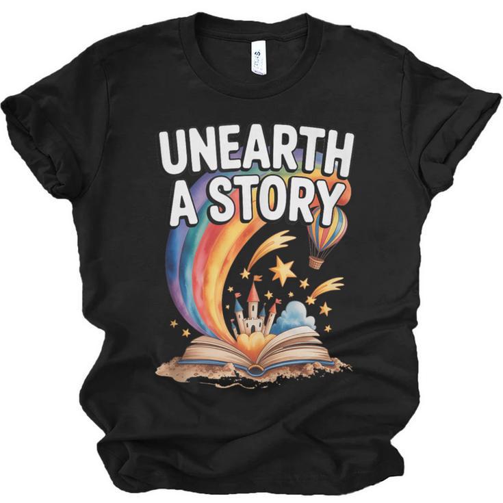 Unearth A Story Rainbow Treasure Book Unisex Jersey T-Shirt