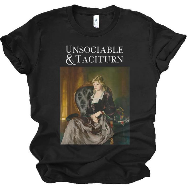 Unsociable And Taciturn Jane Austin Quote Book Classic Lit Unisex Jersey T-Shirt