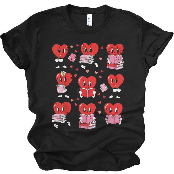 Valentines Day Librarian Heart Reading Book Women Men Kids Unisex Jersey T-Shirt