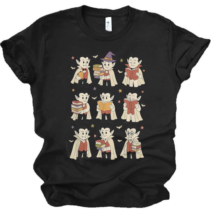 Vampire Reading Books Halloween Cute Teens Kids Unisex Jersey T-Shirt