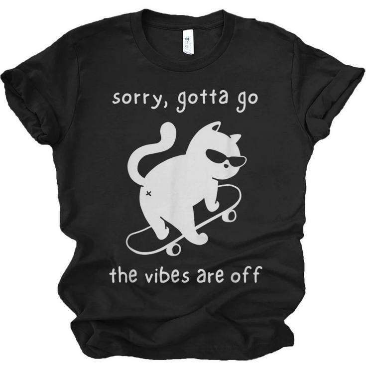 Vibes Are Off Cat Skateboard Introvert Sarcastic Humor Unisex Jersey T-Shirt
