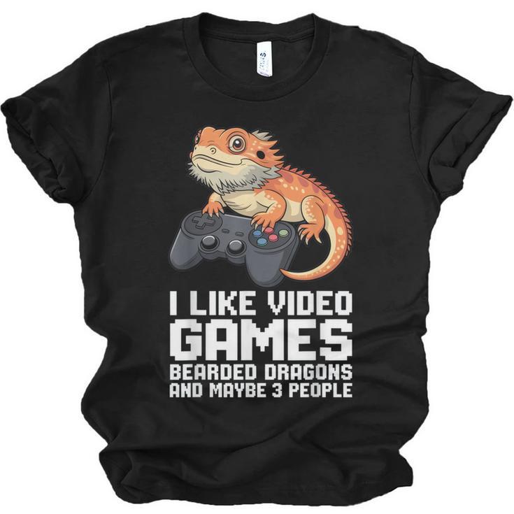 I Like Video Games Bearded Dragon Gamer Introvert Mood Unisex Jersey T-Shirt