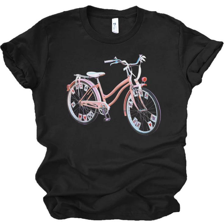 Vintage Bicycle With Playing Cards Nostalgia Unisex Jersey T-Shirt