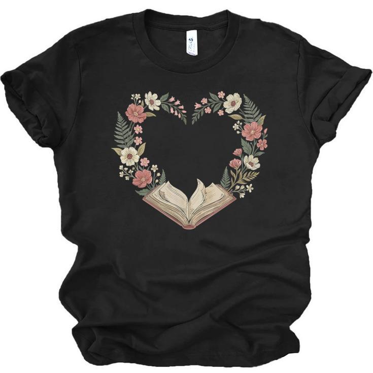 Vintage Book Lover Valentine Heart Unisex Jersey T-Shirt