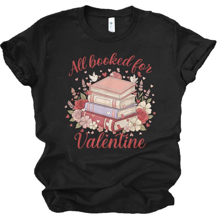 Vintage All Booked For Valentines Book Lovers Teacher Kids Unisex Jersey T-Shirt
