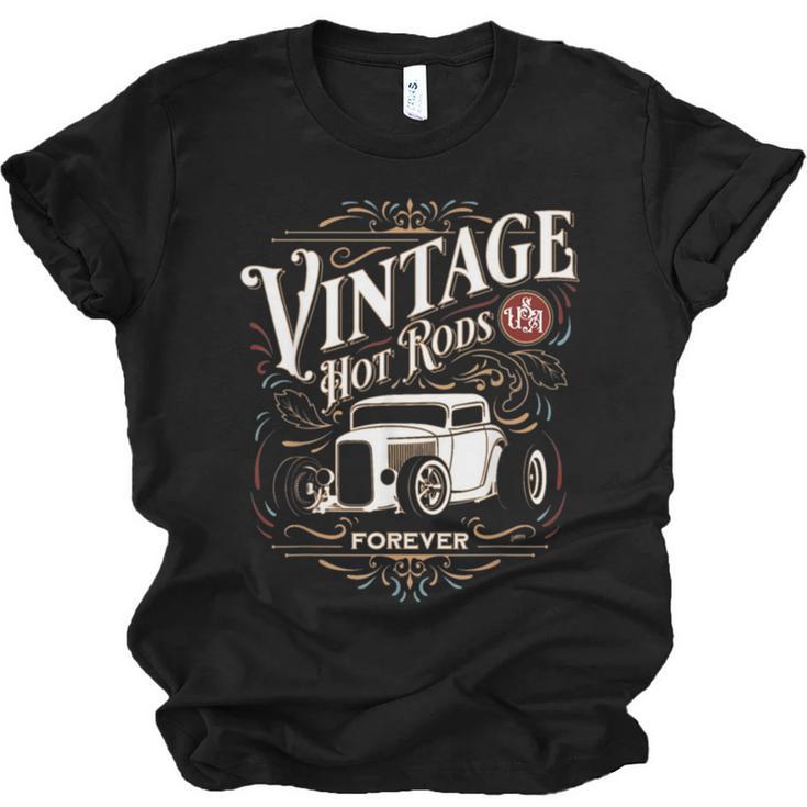 Vintage Hot Rods USA Forever Classic Car Nostalgia Unisex Jersey T-Shirt