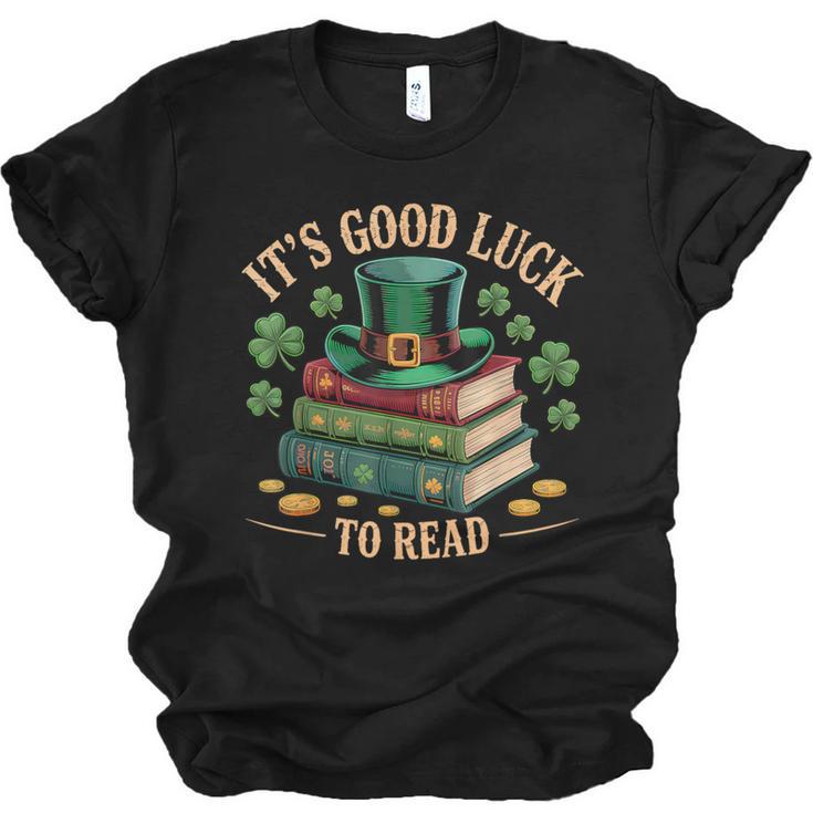 Vintage It's Good Luck To Read St Patrick's Day Book Lucky Unisex Jersey T-Shirt