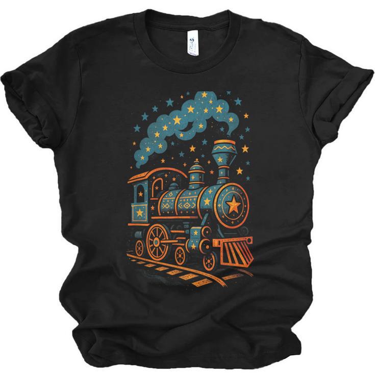 Vintage Locomotive Nostalgia Railroad Stars Unisex Jersey T-Shirt