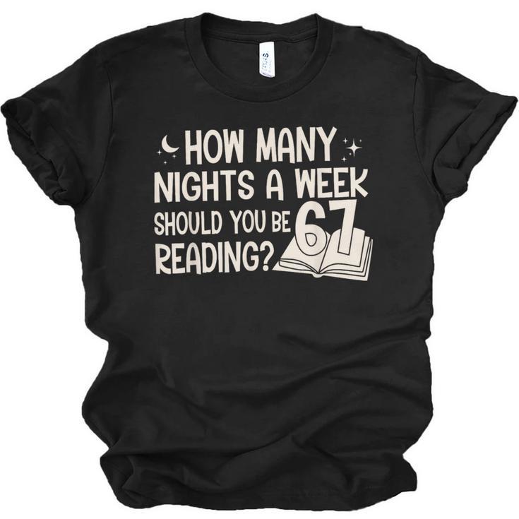 Vintage How Many Nights Reading 67 Meme Book Lover Teacher Unisex Jersey T-Shirt