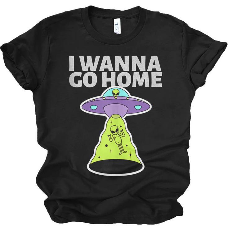 I Wanna Go Home Introvert UFO UAP Flying Saucer Trippy Alien Unisex Jersey T-Shirt