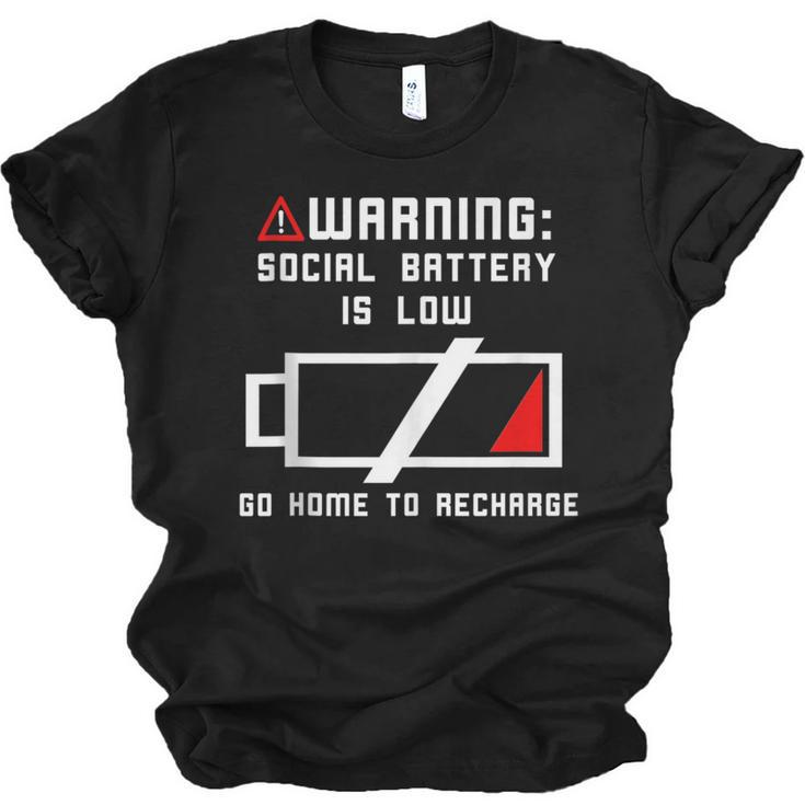 Warning Social Battery Is Low Introvert Shirt Unisex Jersey T-Shirt