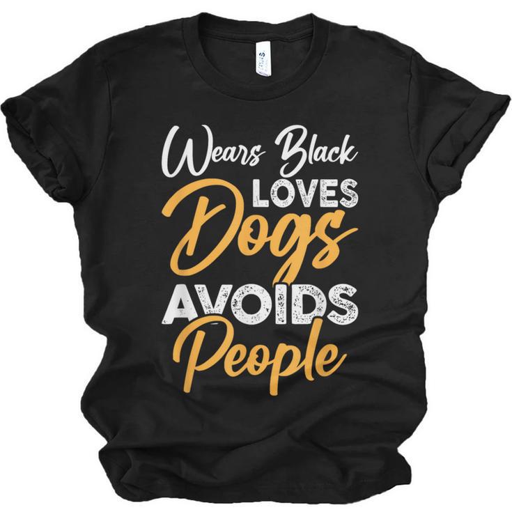 Wears Loves Dogs Avoids People I Introvert Unisex Jersey T-Shirt