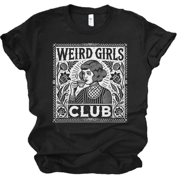 Weird Girls Club Vintage Linocut Retro Introvert Aesthetic Unisex Jersey T-Shirt