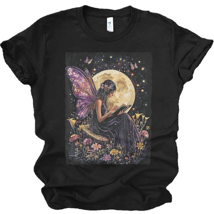 Whimsical Book Fairy Reading Bookish Fairycore Unisex Jersey T-Shirt