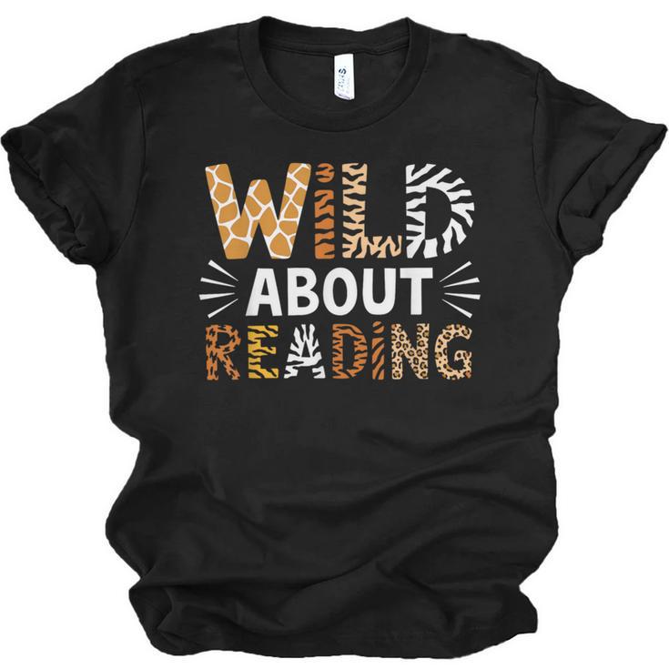 Wild About Reading Animal Bookworm Library Book Lover Reader Unisex Jersey T-Shirt