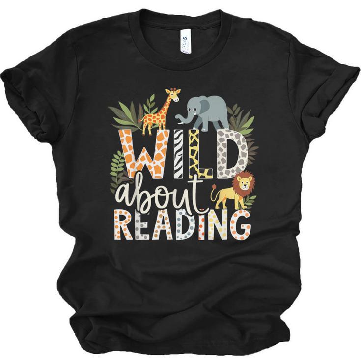 Wild About Reading Animals And Book Lovers Unisex Jersey T-Shirt