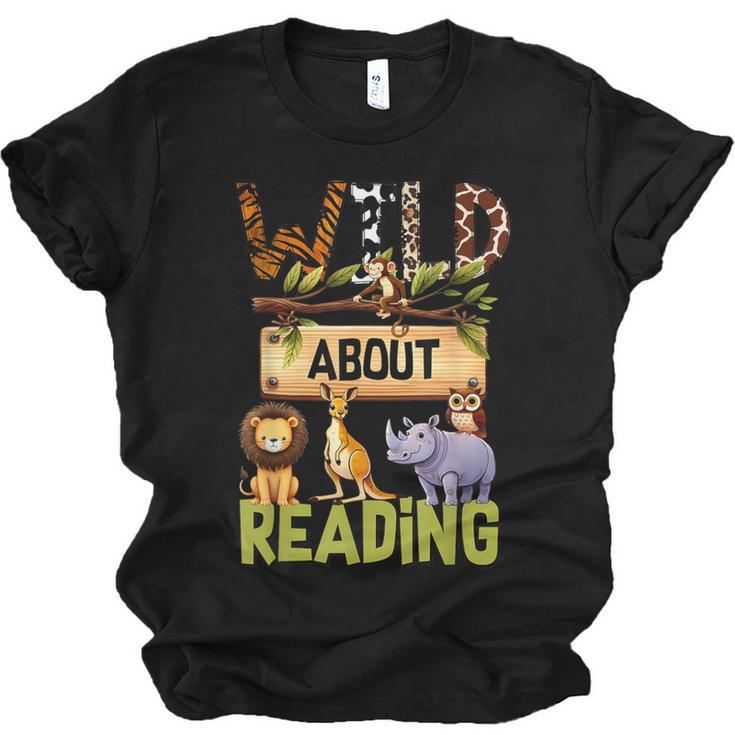 Wild About Reading Reading Books And Bookworm Library Day Unisex Jersey T-Shirt