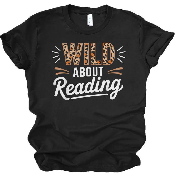 Wild About Reading Books Reader Lover Bookworm Leopard Print Unisex Jersey T-Shirt