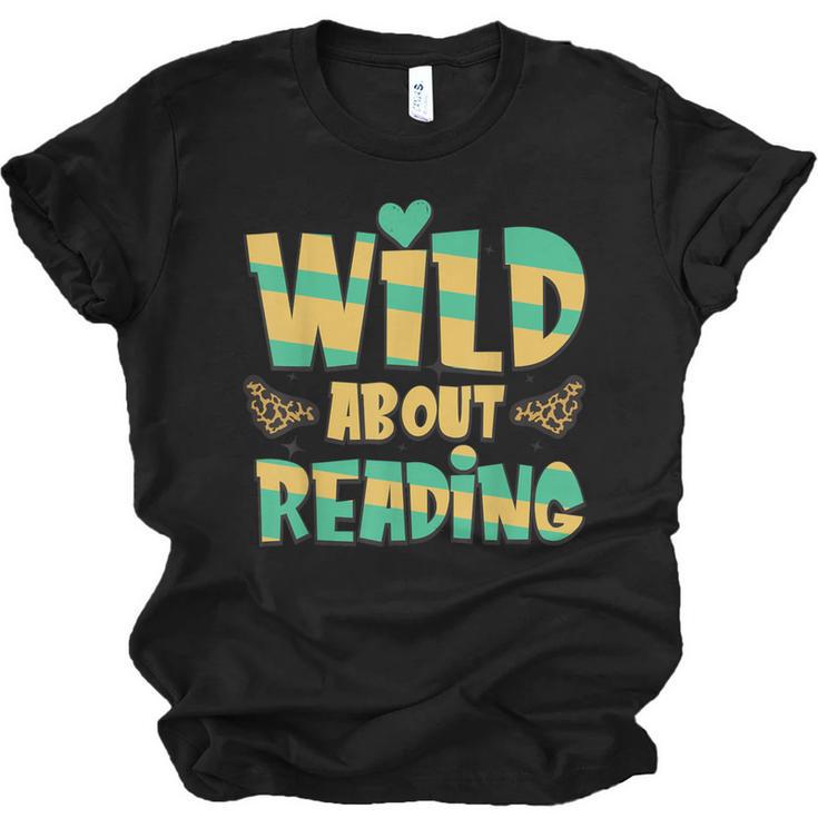 WILD ABOUT READING I Love Books Bookworm Library Day Unisex Jersey T-Shirt