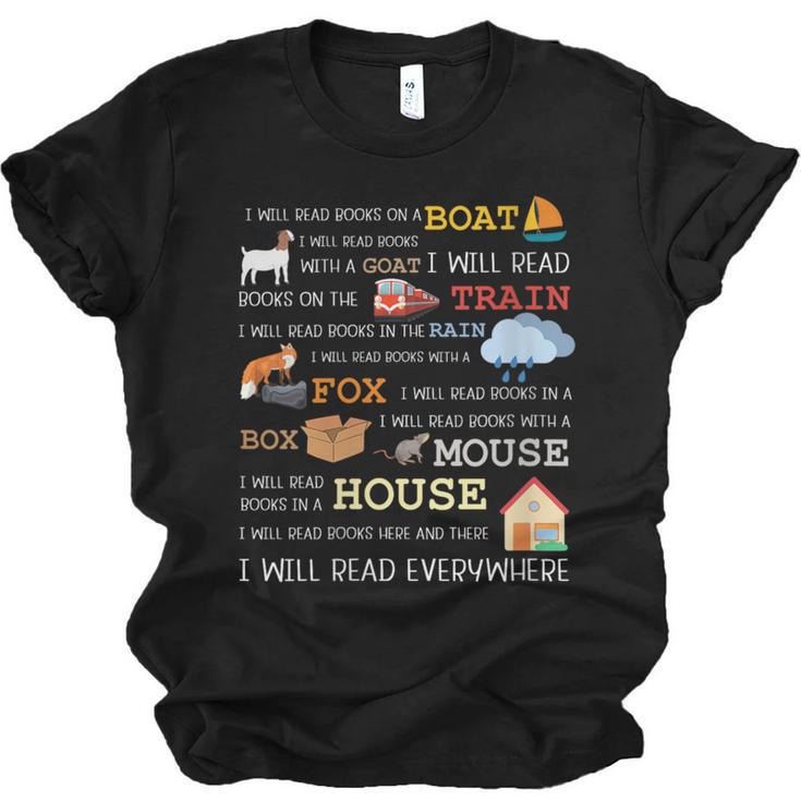 I Will Read Books On a Boat & Everywhere Reading Unisex Jersey T-Shirt