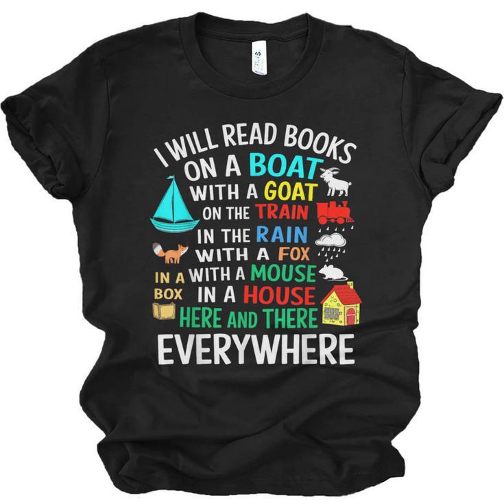 I Will Read Books On A Boat & Everywhere Unisex Jersey T-Shirt