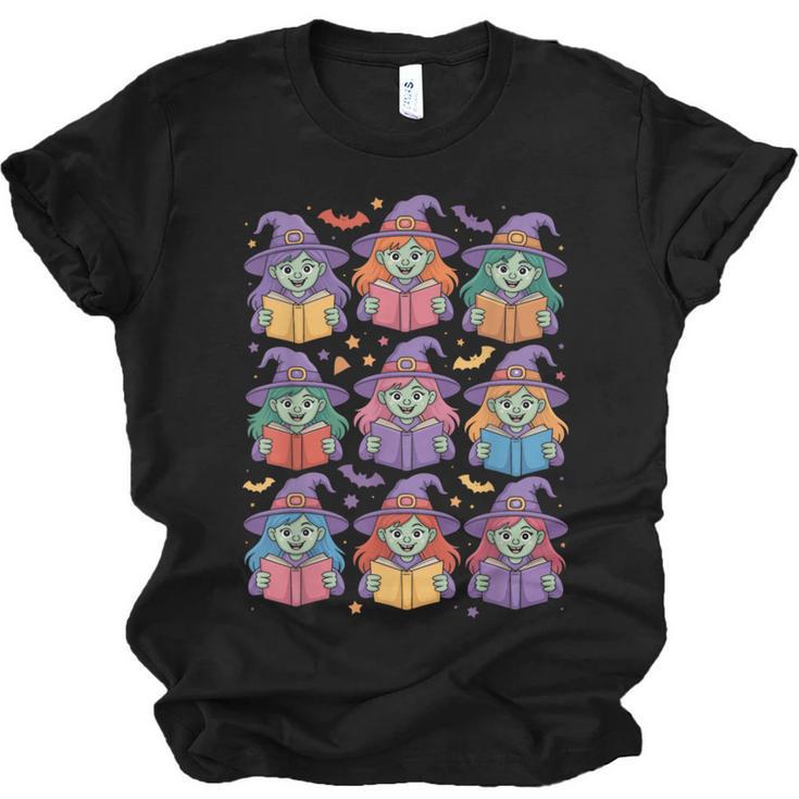 Witches Reading Books Halloween Cute Teens Kids Unisex Jersey T-Shirt