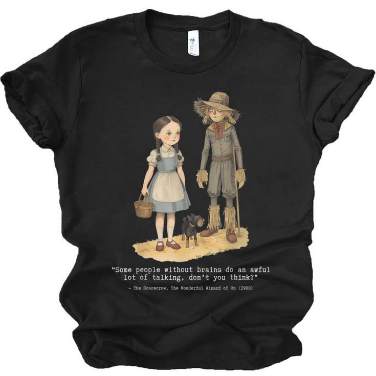 Wizard Of Oz Book Quote Scarecrow Dorothy Retro Drawing Unisex Jersey T-Shirt