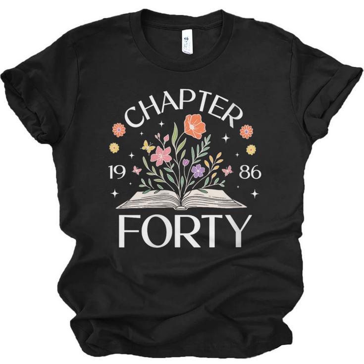 Women's 1986 Chapter Forty 40th Birthday Wildflower Book 40 Year Old Unisex Jersey T-Shirt
