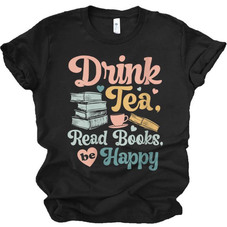 Women's Drink Tea Read Books Nerd Book Reader Book Reading Lover Unisex Jersey T-Shirt