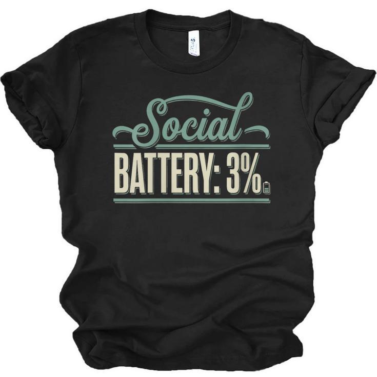 Women's Social Battery 3 Introvert Sarcasm Unisex Jersey T-Shirt