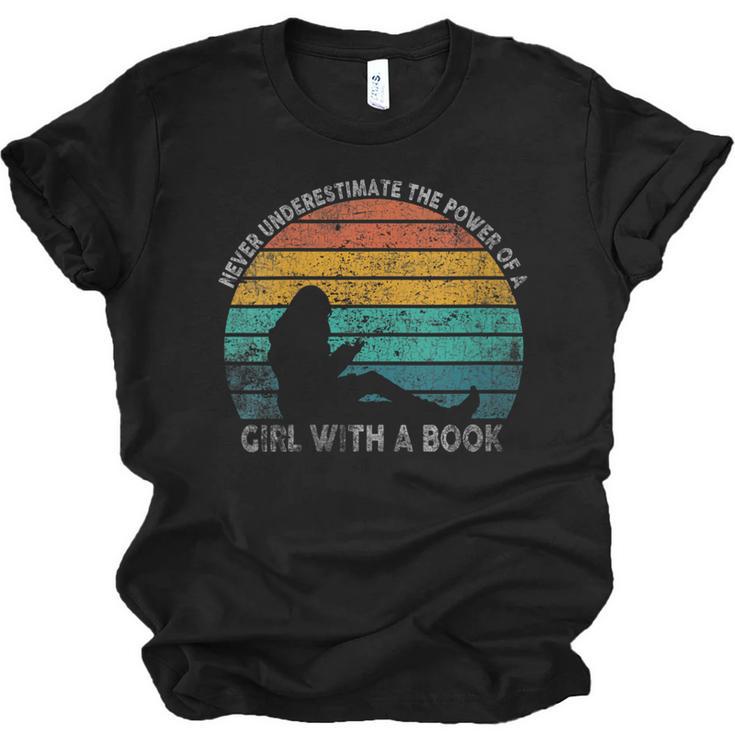 Women's Never Underestimate The Power Of A Girl With Book Reading Unisex Jersey T-Shirt