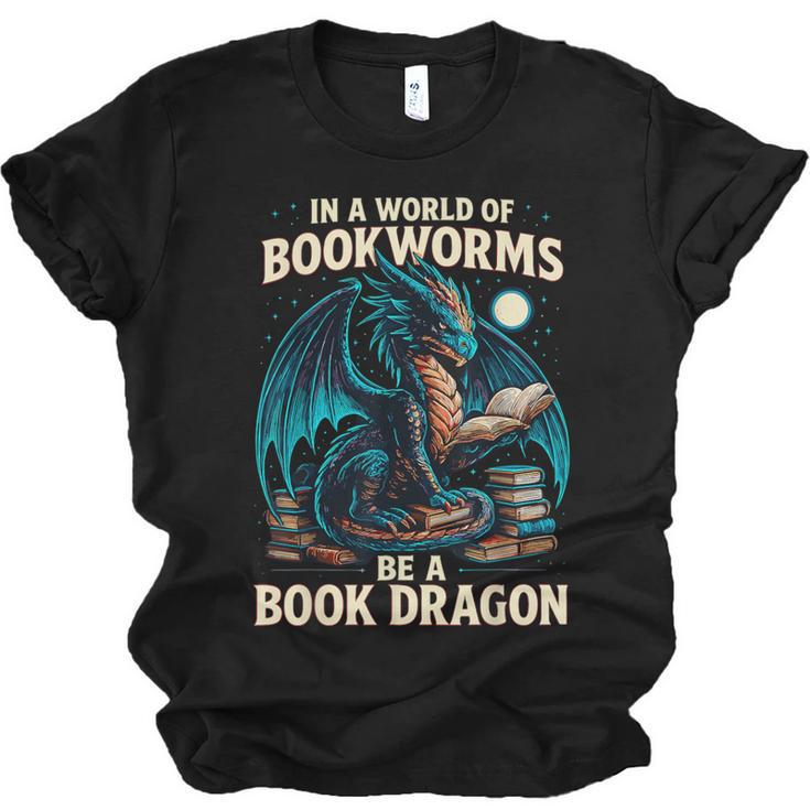 In a World Of Bookworms Be a Book Dragon Reading Unisex Jersey T-Shirt