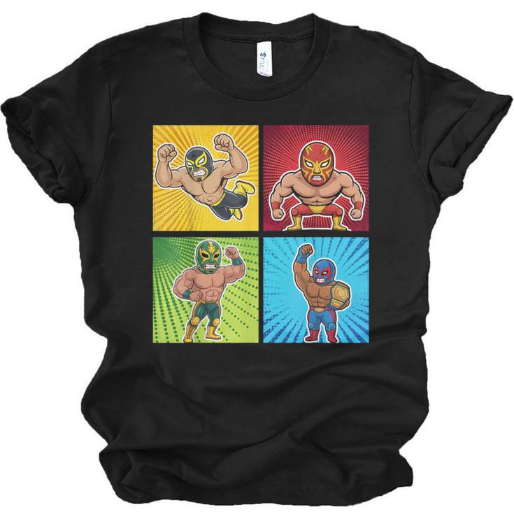 Wrestling Comic Book Wrestler Mexican Lucha Libre Mask Unisex Jersey T-Shirt