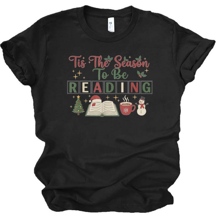 Xmas Books Tis The Season To Be Reading Book Lover Unisex Jersey T-Shirt