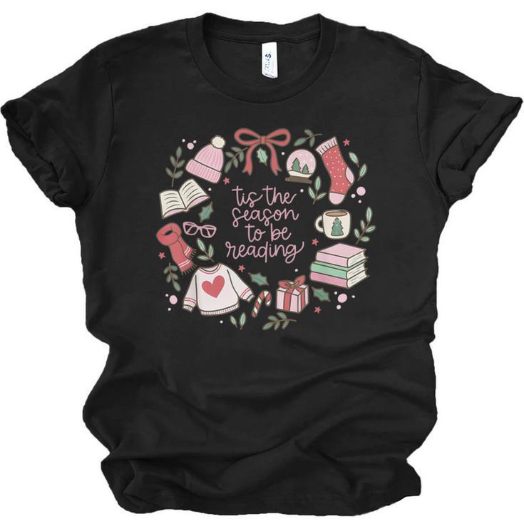Xmas Tis The Season To Be Reading Books Pajamas Unisex Jersey T-Shirt