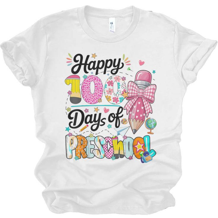 100th Day Of School Teacher Books 100 Days Of Preschool Girl Unisex Jersey T-Shirt