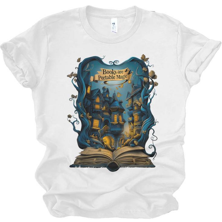 4 Books Are Portable Magic Bookish Reading Nerd Quote Unisex Jersey T-Shirt