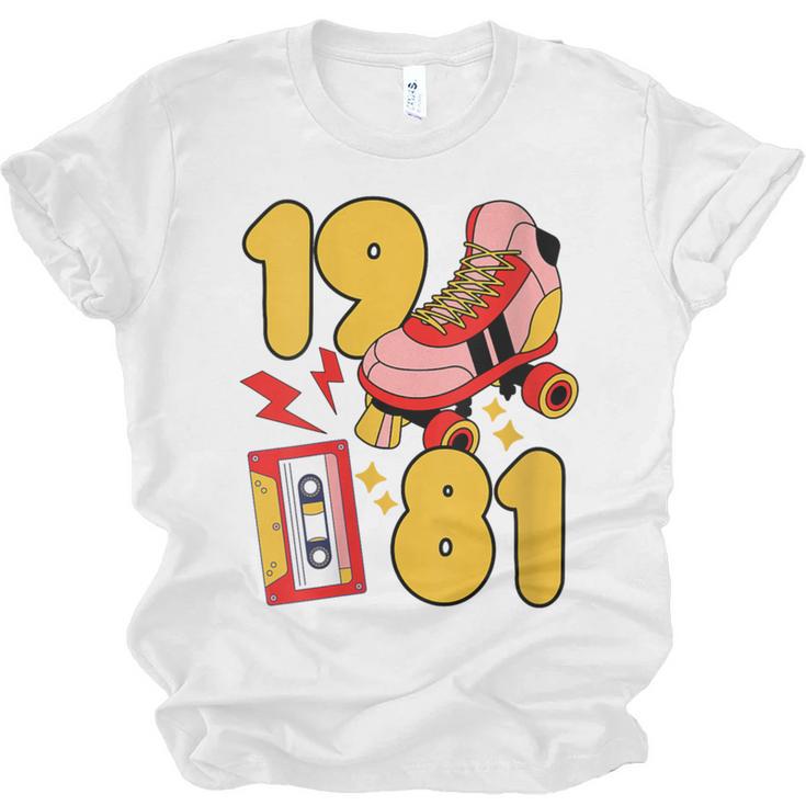 80s Vibes Mixed Tapes & Roller Skates 1981 Nostalgia Retro Unisex Jersey T-Shirt