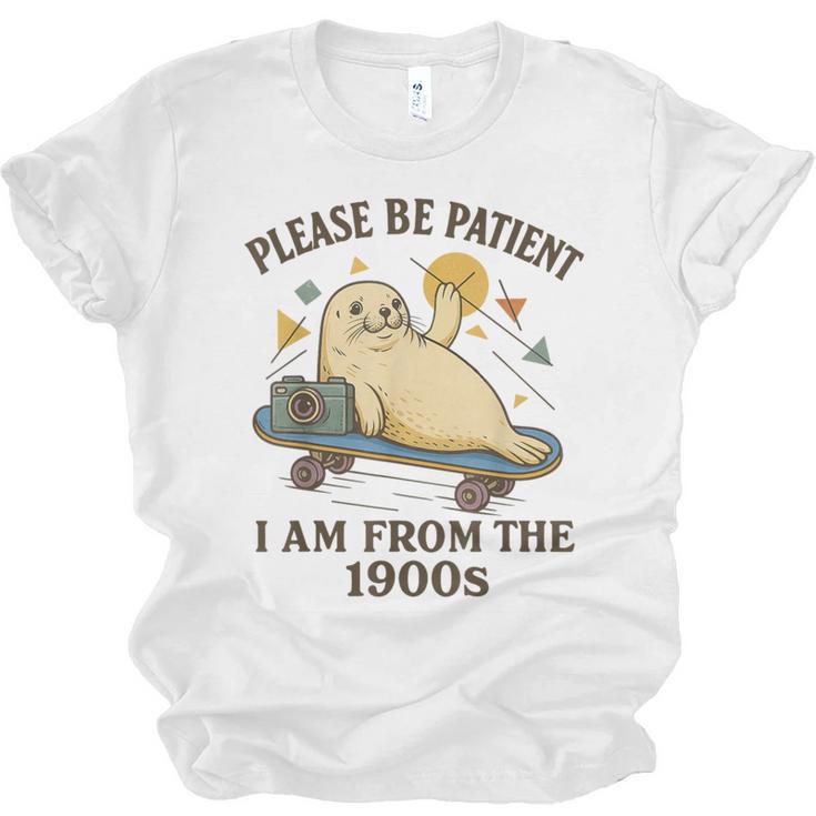 90s Manatee Humor Please Patient I'm From The 1900s Unisex Jersey T-Shirt