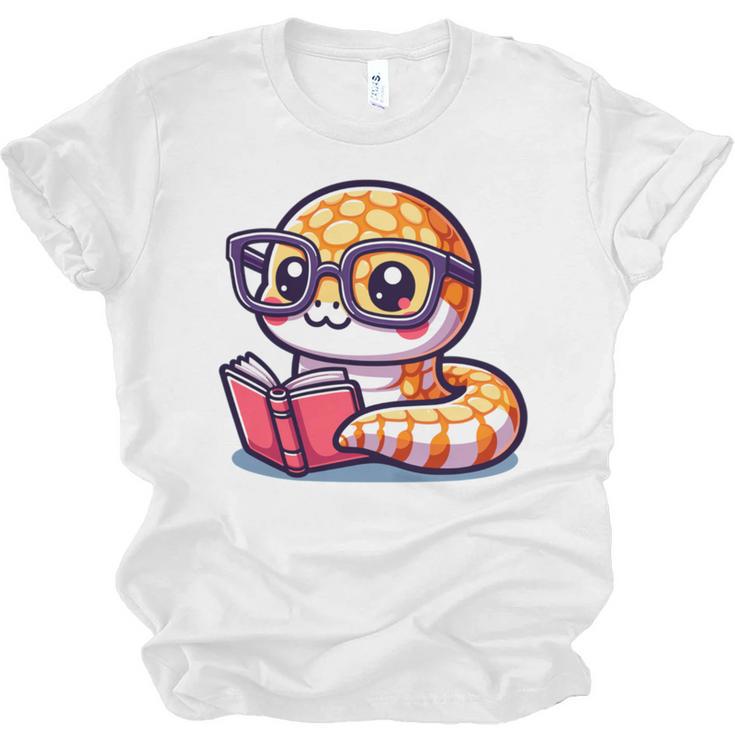 Adorable Book Lover Rattlesnake With Reading Glasses Cute Unisex Jersey T-Shirt