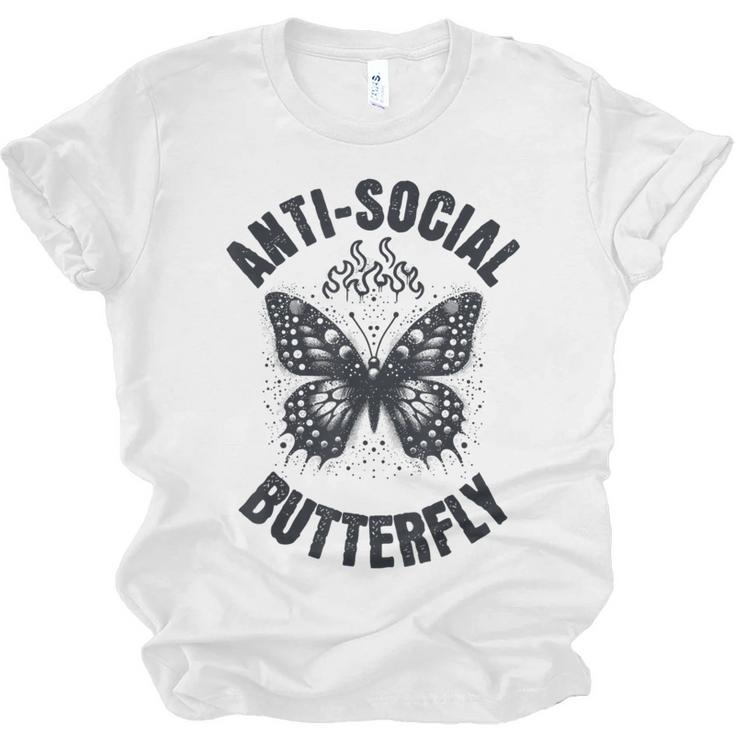 Anti-Social Butterfly Awkward Introvert Homebody Humor Unisex Jersey T-Shirt