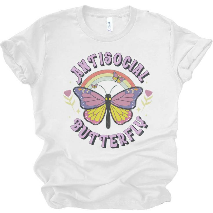Antisocial Butterfly Groovy t For Introvert Men Women Girls Unisex Jersey T-Shirt
