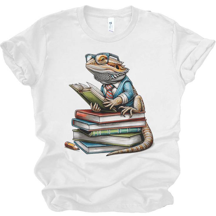 Bearded Dragon Reading Books Matching Bookworm Librarian Unisex Jersey T-Shirt