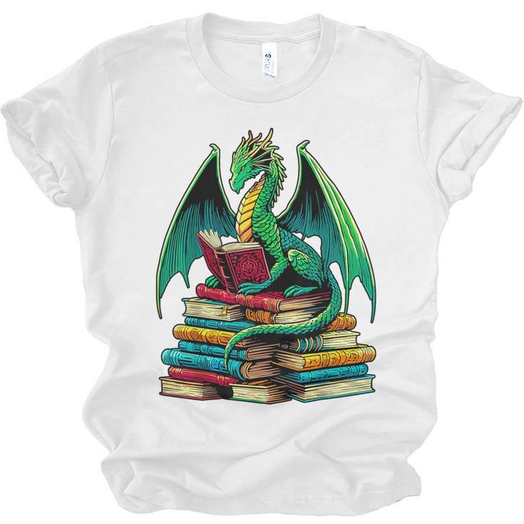 Book Dragon Reading Books Unisex Jersey T-Shirt