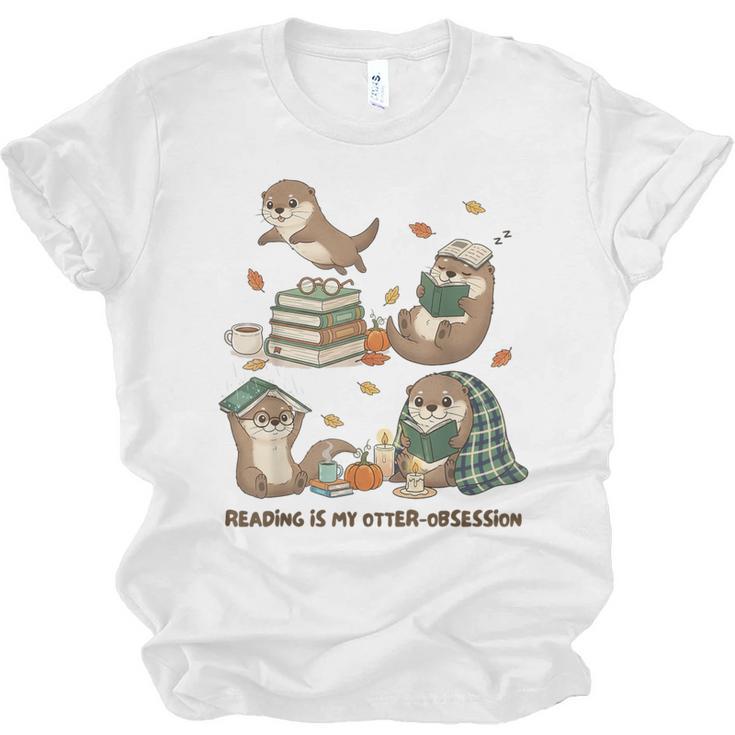 Book Lover Bookish Bookworm Reading Is My Otter-Obsession Unisex Jersey T-Shirt