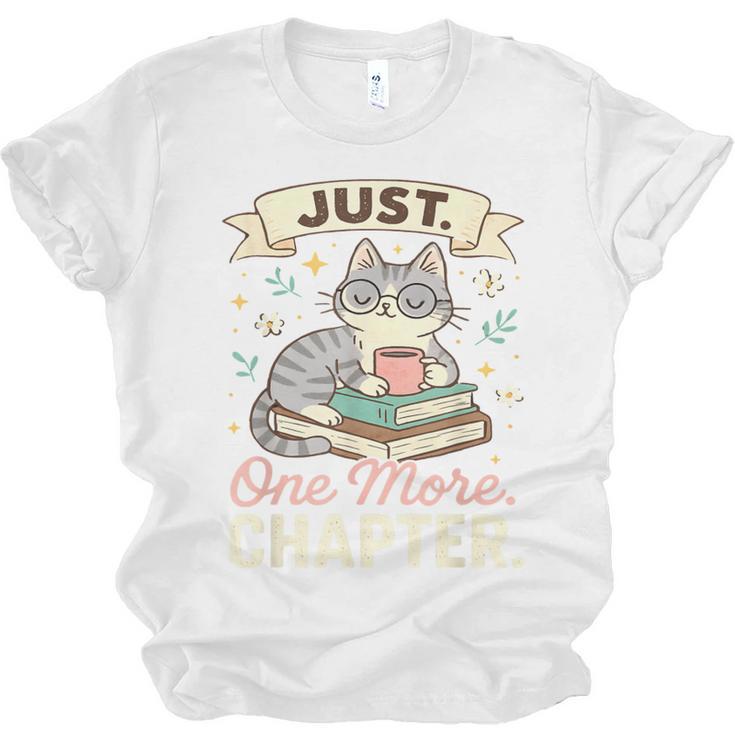 Book Lover Cute Cat Coffee Just 1 More Chapter Cozy Reading Unisex Jersey T-Shirt