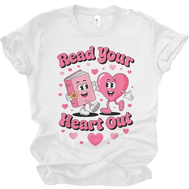 Book Lover Read Your Heart Out Teacher Kids Valentines Unisex Jersey T-Shirt